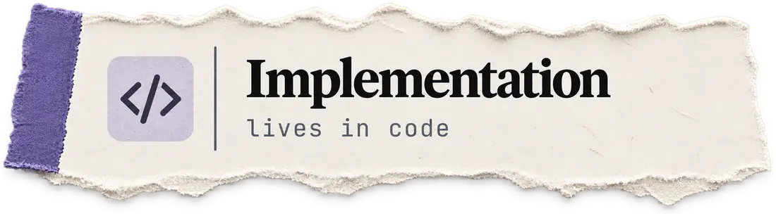 Implementation: lives in code